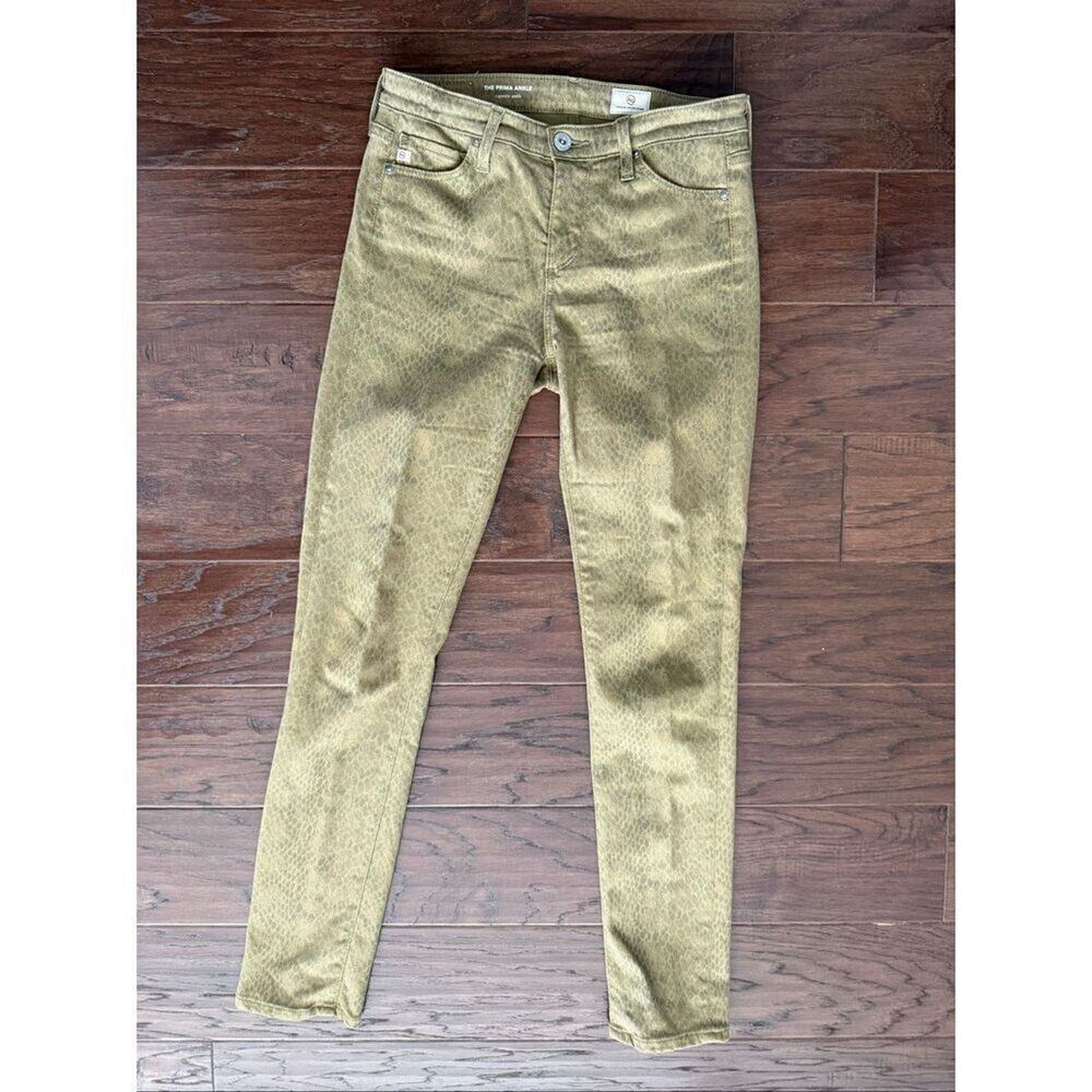AG Adriano Goldschmied Prima Ankle Green Snakeskin Jeans 25
